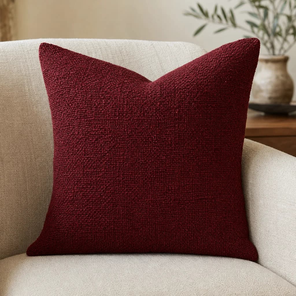 Textured Weave Cushion Cover — Oxblood